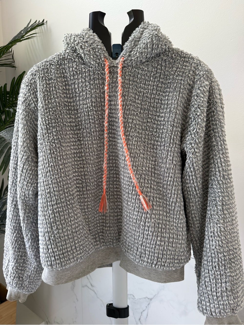 Saturday/Sunday Anthropologie Nanette Plush Sherpa Hoodie Gray. Medium
